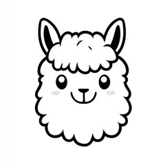 Cute llama head, simple cartoon style