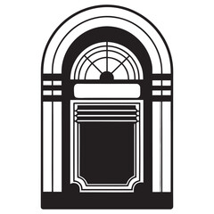 Retro jukebox with glossy cherry wood finish and vibrant neon lighting