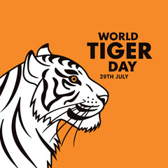 Vibrant World Tiger Day Graphic with Half Tiger Face and Bold Conservation Message