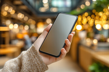 A detailed close-up showing a hand interacting with a smartphone in a softly lit indoor setting. 