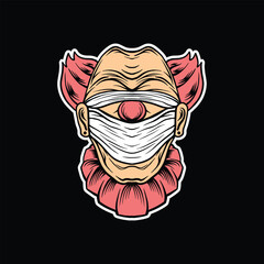 Clown Face with Eyes Covered and Mouth Vector Illustration