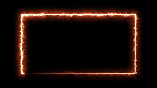glowing square neon line rectangle frame animation screen looping. neon glowing frame background motion animation and flashing.
