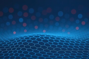 Fototapeta premium Abstract futuristic blue digital hexagonal grid with glowing particles background scene.