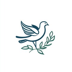 Obraz premium Elegant dove, sprig of leaves