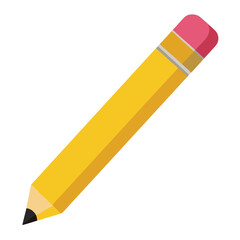 Realistic illustration of a classic yellow wooden pencil with a vibrant pink eraser on a clean white background perfect for school or office stationery designs