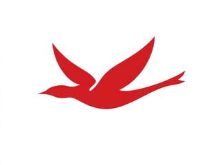 Obraz premium Red bird in flight silhouette