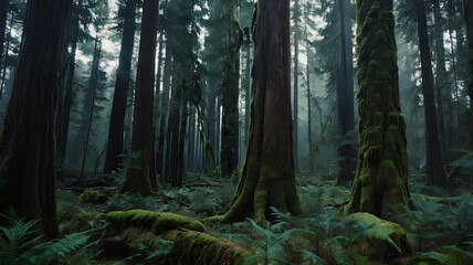 Fototapeta premium Nature and Technology Merging as a Forest Warps into a Digital Realm