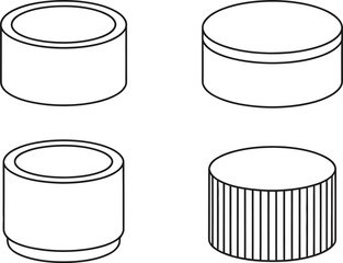 Cylindrical shapes in outline style geometric figures simple shapes vector illustration