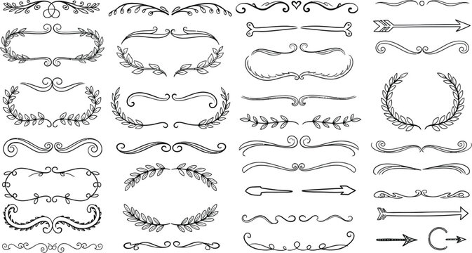 Elegant dividers and borders with floral elements for design projects, invitations, or decorative accents are showcased.