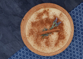 flat lay of a traditional South African Milk Tart