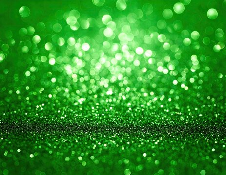 Sparkling green background with bright lights - Powered by Adobe
