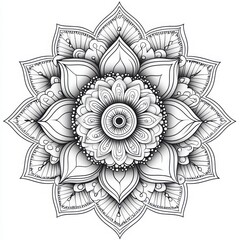 Detailed floral mandala illustration with intricate patterns and symmetrical design elements art