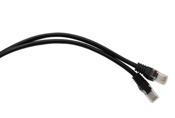 Black network cables on transparent background (PNG File)	