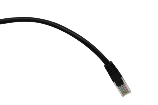 Black network cables on transparent background (PNG File)	