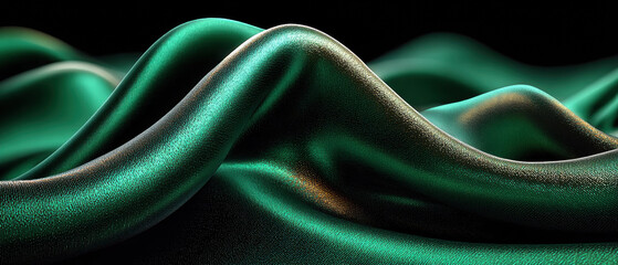 Elegant Green Satin Fabric with Smooth Texture