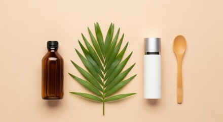 Fototapeta premium Beautiful Arrangement of Natural Elements and Skincare Products on a Soft Background