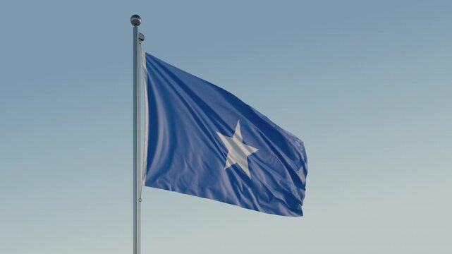 Somalia Mogadishu Flag seamless loop Cinematic Realistic Waving Blue Sky