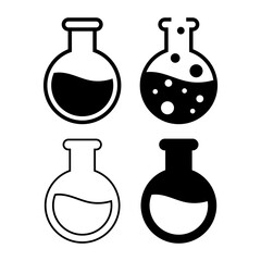 Black and White Chemistry Flask Graphic Icon Set