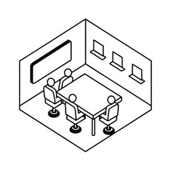 Isometric Vector Illustration of an Office Meeting Space with Furniture