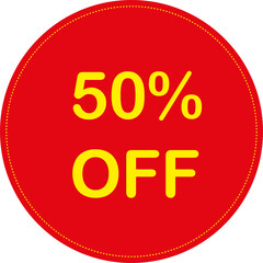 red discount label with 50% mark for sales promotion 