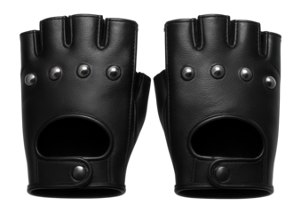 Black leather fingerless gloves with silver studs on the knuckles