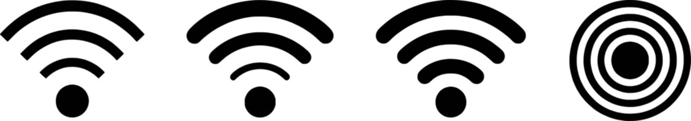 Black abstract wave and circle symbols white signal