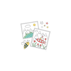 Children art vector of bee playing cards with joker
