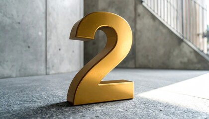 Gold number two on a concrete floor