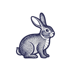 Fototapeta premium Adorable rabbit illustration, perfect for logos and branding. This charming bunny image features intricate details and a classic style, ideal for creating unique designs.