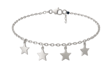 Silver chain anklet with delicate star charms