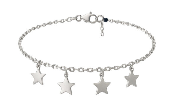 Silver chain anklet with delicate star charms