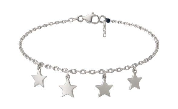 Silver chain anklet with delicate star charms