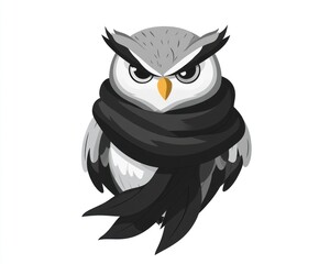 Fototapeta premium Angry owl wearing a scarf