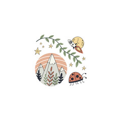 Vector illustration of the scenery of mountain