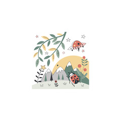 Christmas card with santa claus and reindeer vector