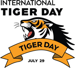 Fierce Roaring Tiger Head Illustration for International Tiger Day Celebration on July 29