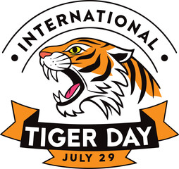 Dynamic Roaring Tiger Head Graphic for International Tiger Day on July 29