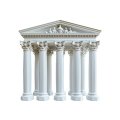 Obraz premium bank building icon in 3D, thick columns and base, matte stylized render, clean lighting, white background