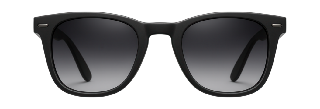 Classic wayfarer sunglasses with tinted gradient lenses and matte black frames