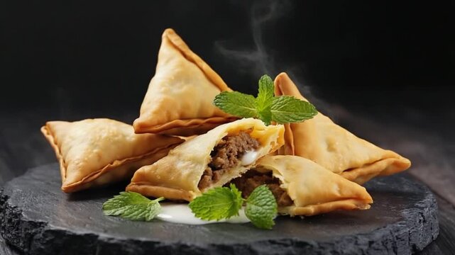 keema samosa with fresh mint chutney indian food snack video
