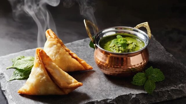 keema samosa with fresh mint chutney indian food snack video