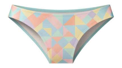 Low-rise bikini bottoms with a geometric pattern and seamless edges
