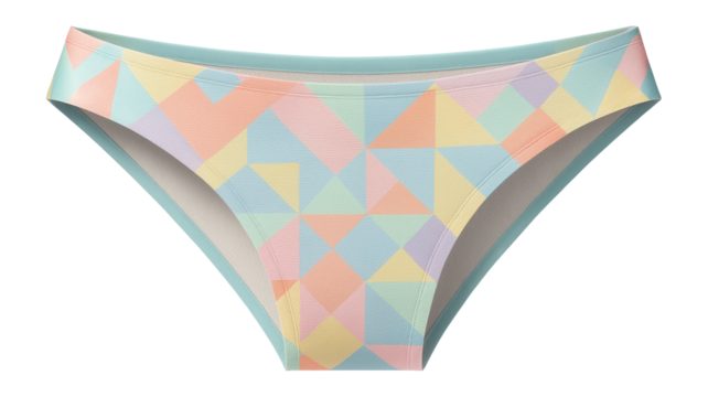Low-rise bikini bottoms with a geometric pattern and seamless edges
