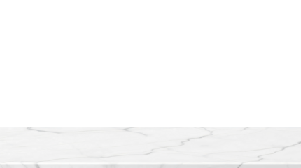 Empty white marble table isolated on transparent background