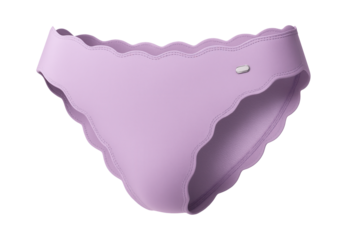 Full coverage bikini bottoms with scalloped edges and a soft lilac shade