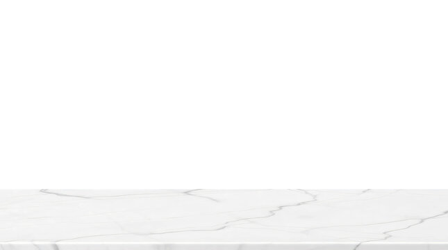Empty white marble table isolated on transparent background