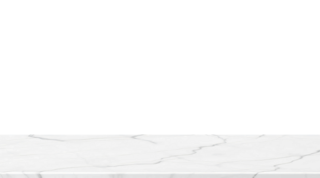 Empty white marble table isolated on transparent background