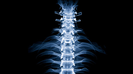X ray of a human spine. spine contour. Illustration
