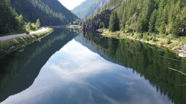Trans-Canada Highway and Clanwilliam Lake - British Columbia, Canada