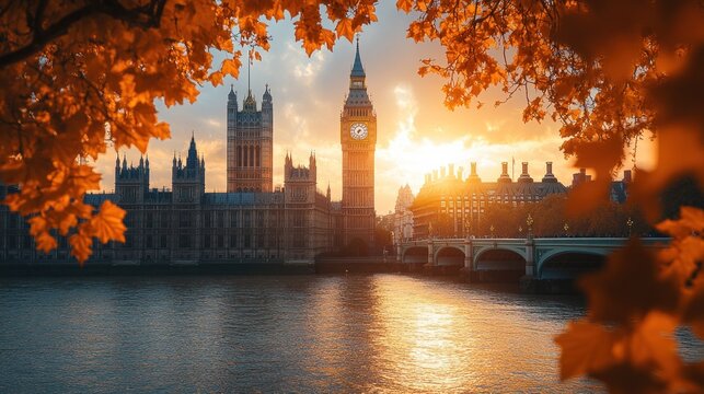 Autumnal London skyline with Big Ben